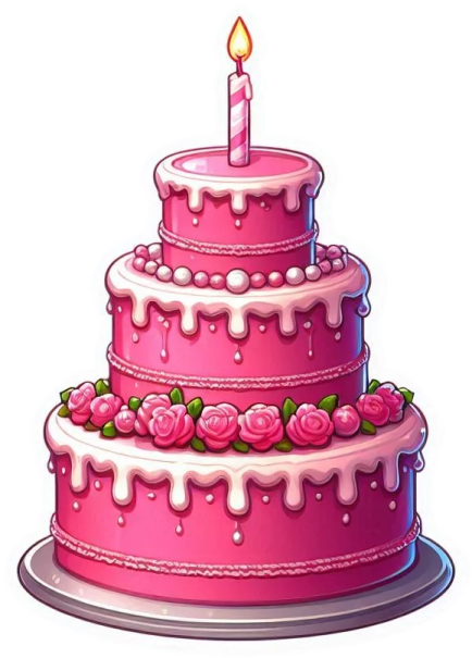 a pink cake with a candle on top