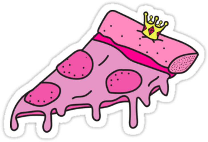a slice of pizza with a crown on top