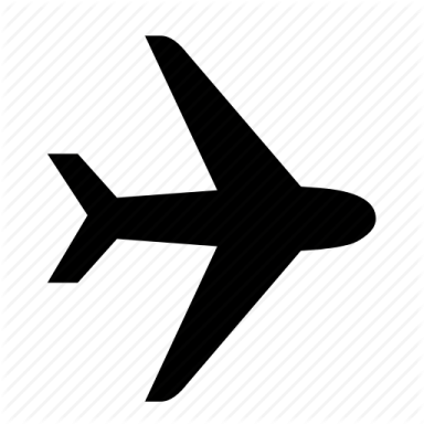 a black and white icon of an airplane