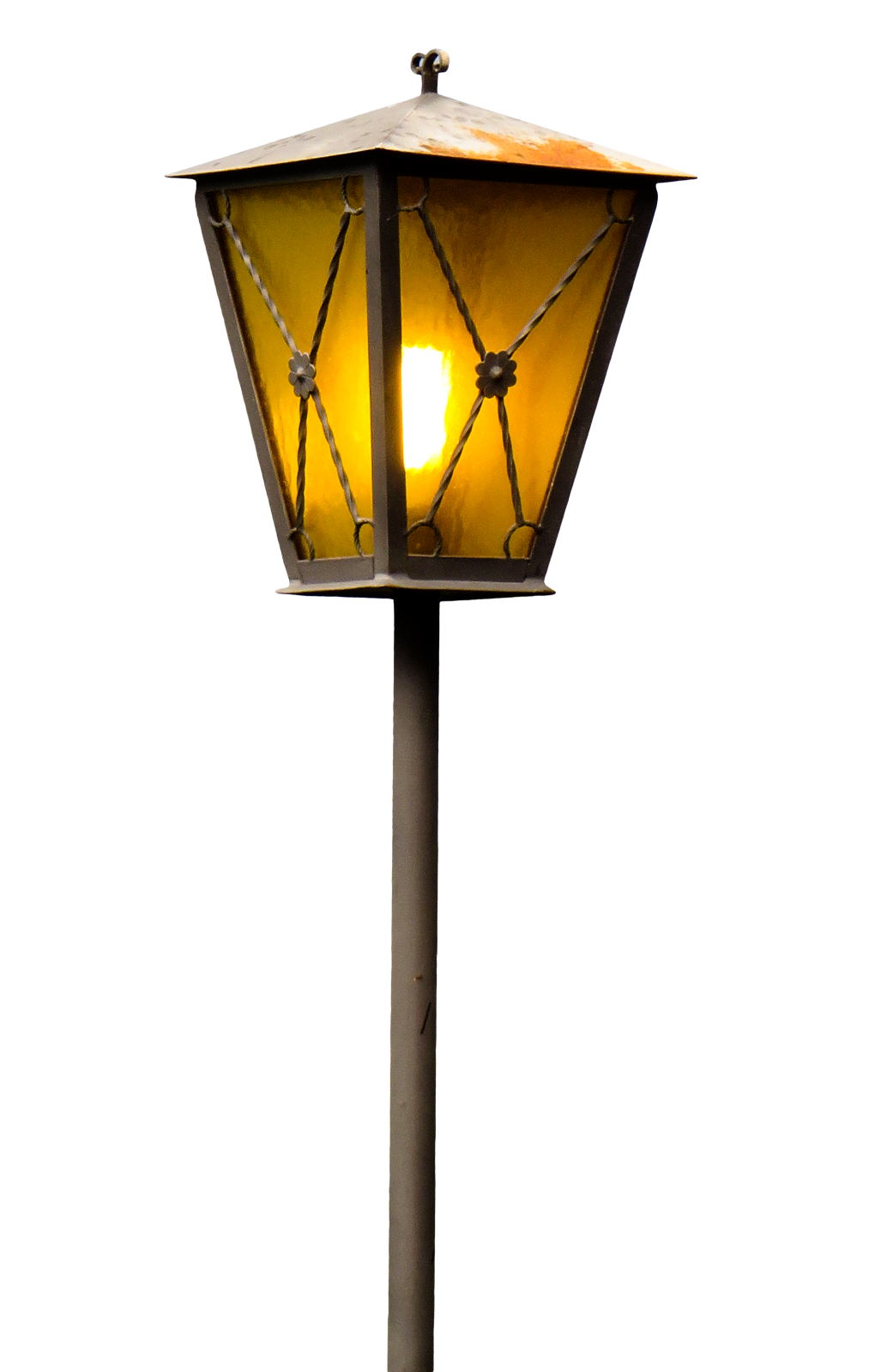 a lamp that is sitting on top of a pole