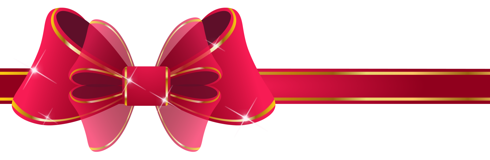 a red and gold ribbon with a bow