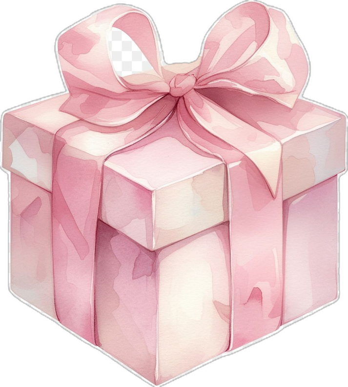 a pink gift box with a bow on top