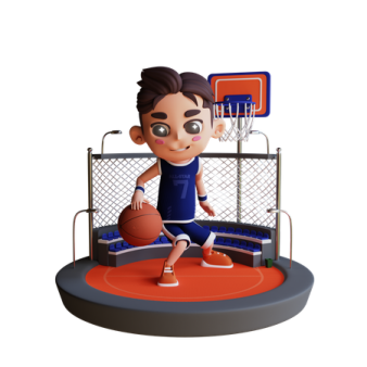 a cartoon character is playing basketball on the court