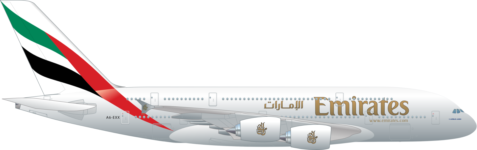 an airplane with the word emirates on it