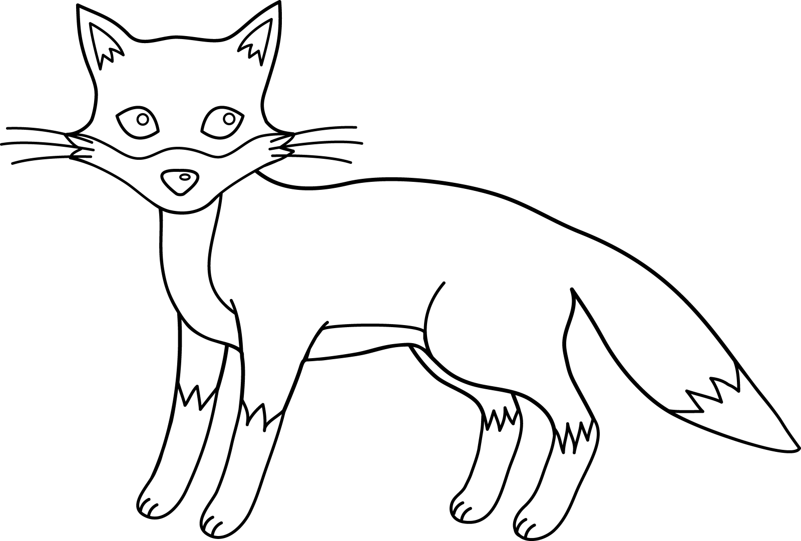 a black and white drawing of a fox