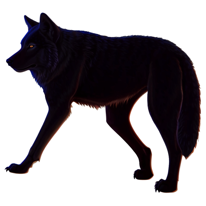 a black wolf silhouetted against a white background