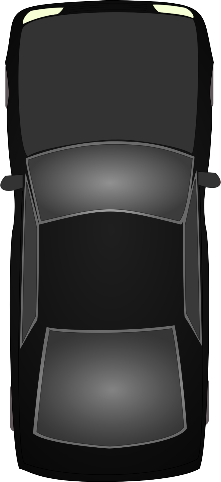 the front view of a black car