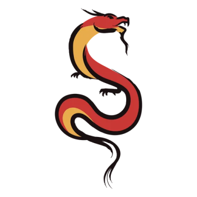 a red and yellow snake on a white background