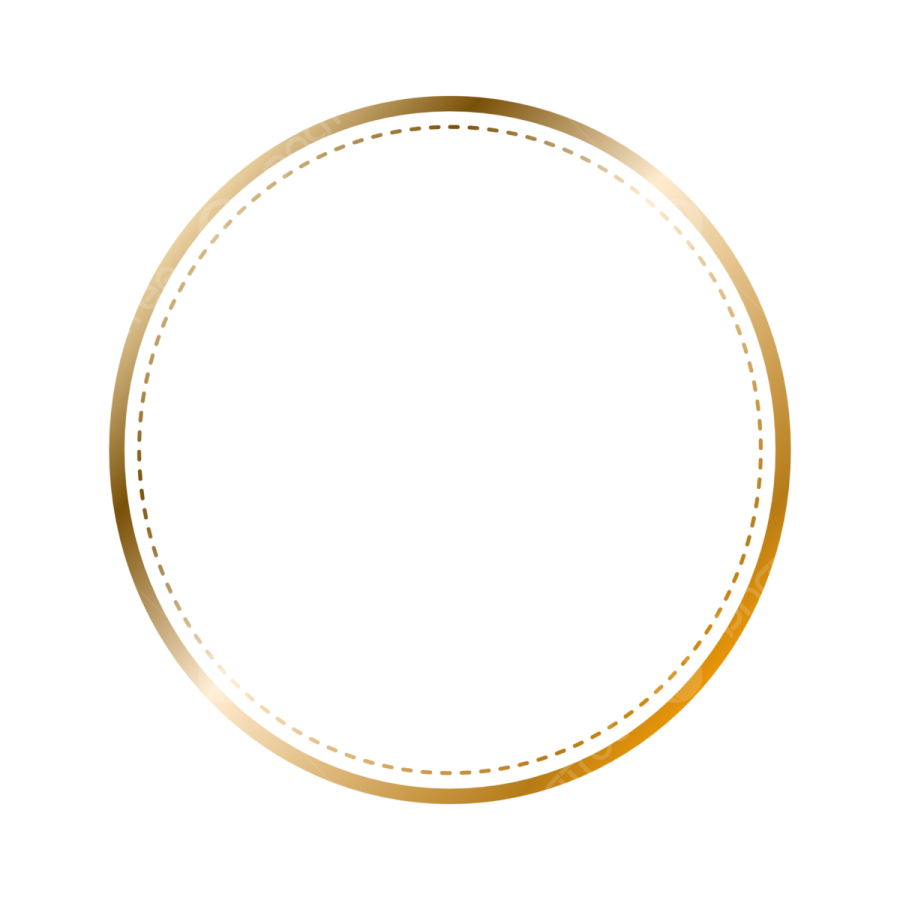 a gold circle frame on a white background