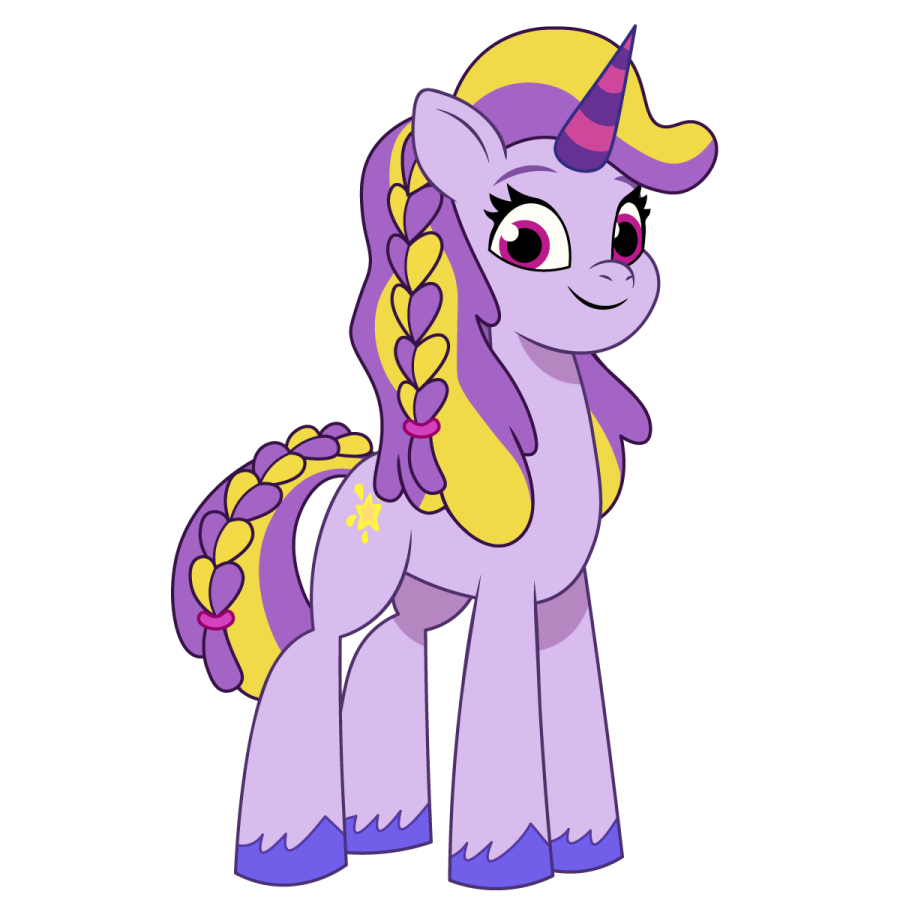 a little pony with purple hair and yellow manes