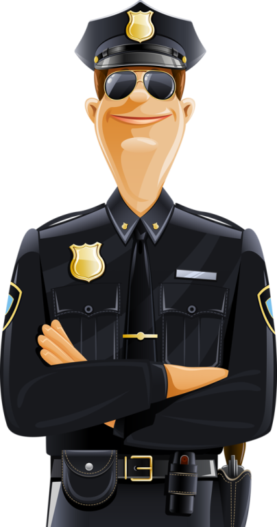 a police officer standing with his arms crossed