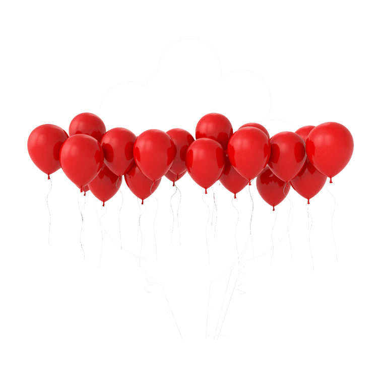 a bunch of red balloons on a white background