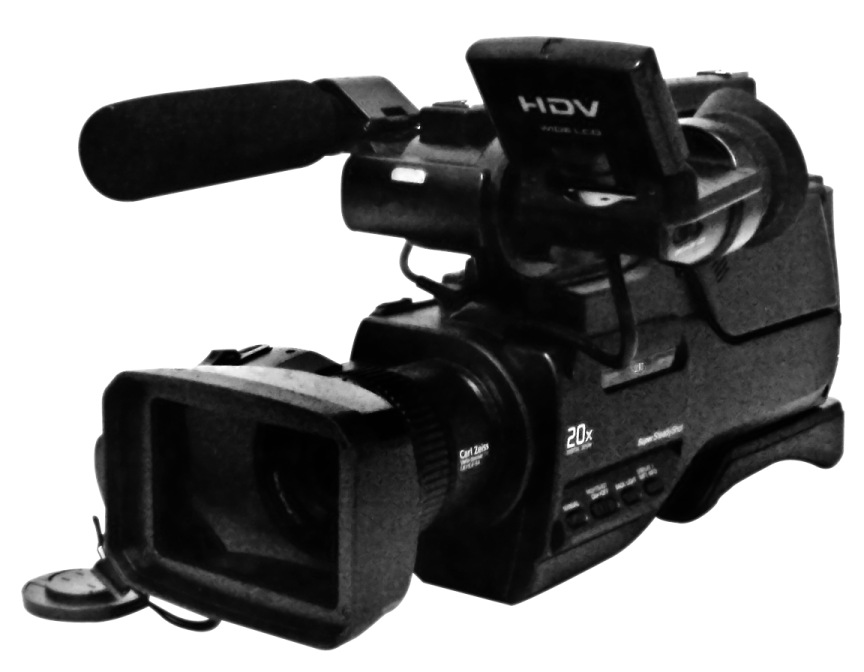 a black and white image of a video camera