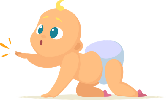 a baby pony with blue eyes and a pink tail