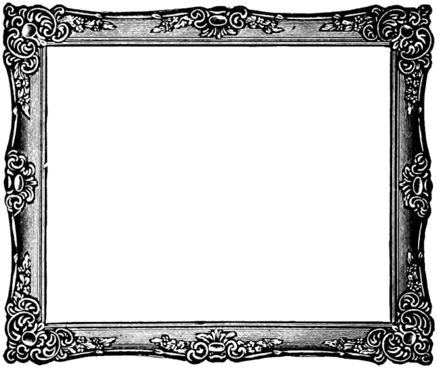 a black and white drawing of an ornate frame
