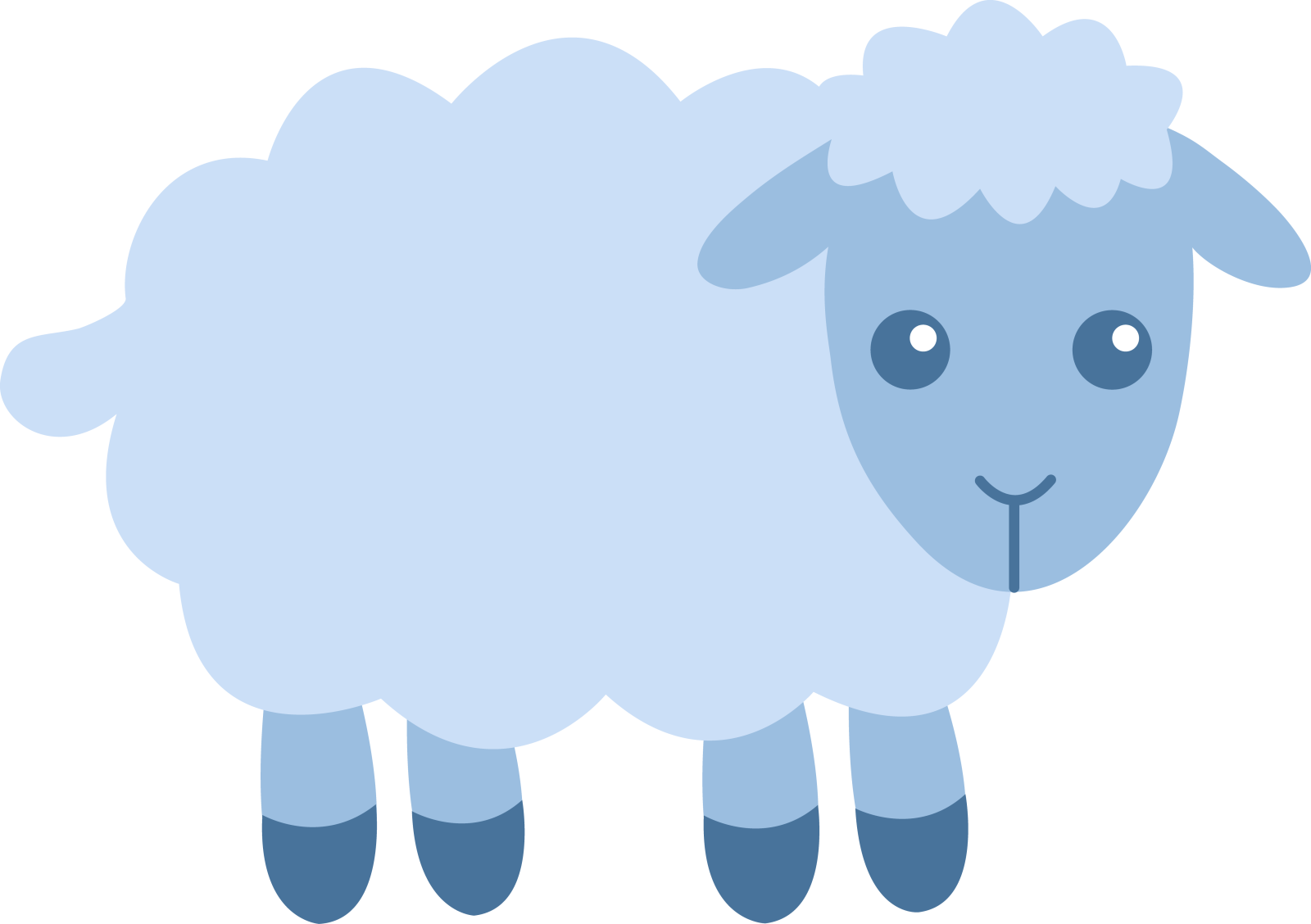 a blue sheep standing on a white background