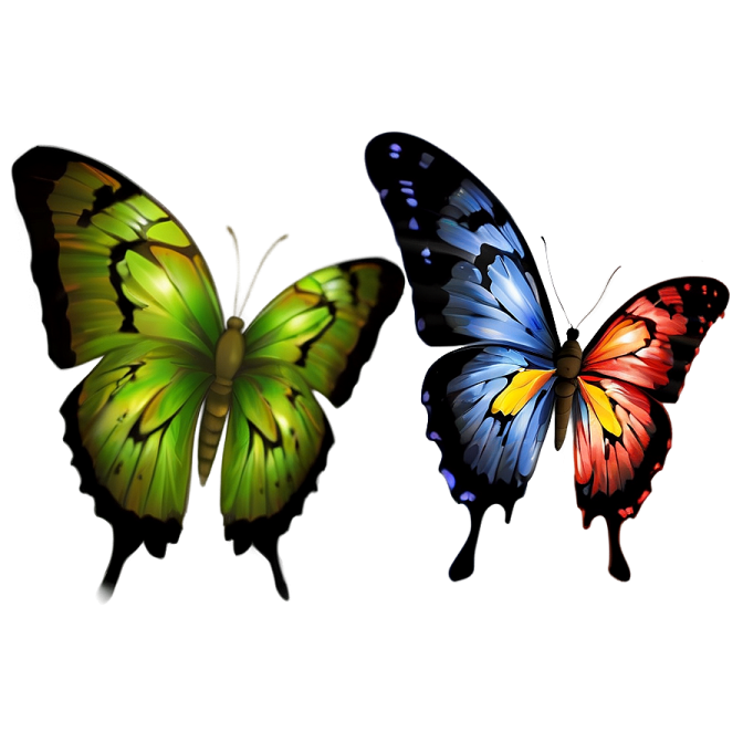 two butterflies on a white background