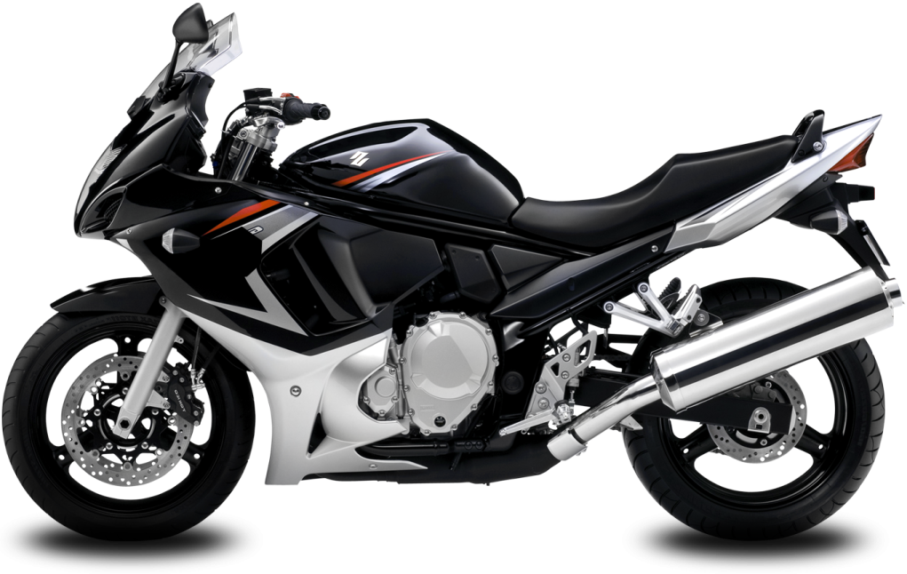 a black and white motorcycle on a white background
