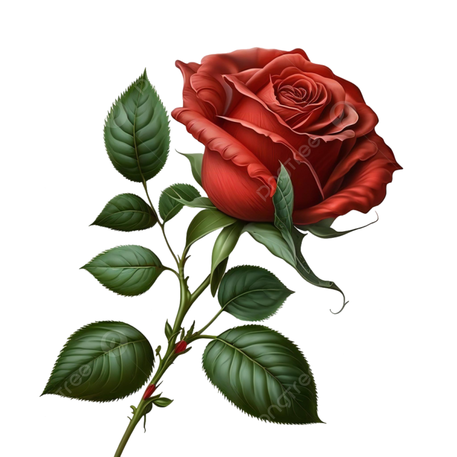 a red rose on a white background