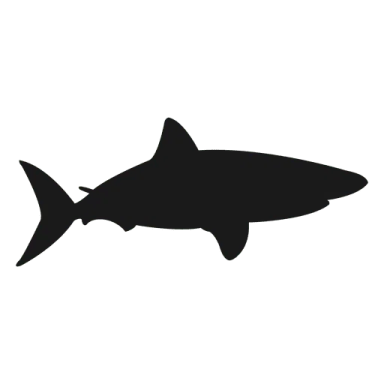 a black and white silhouette of a shark