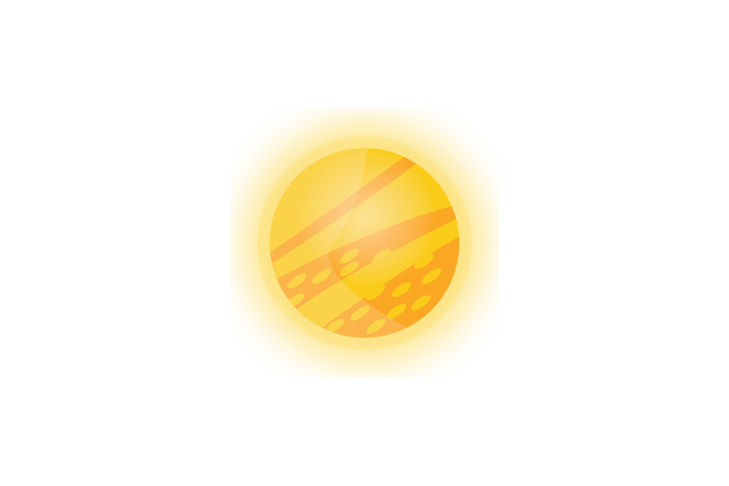 a yellow sphere on a white background