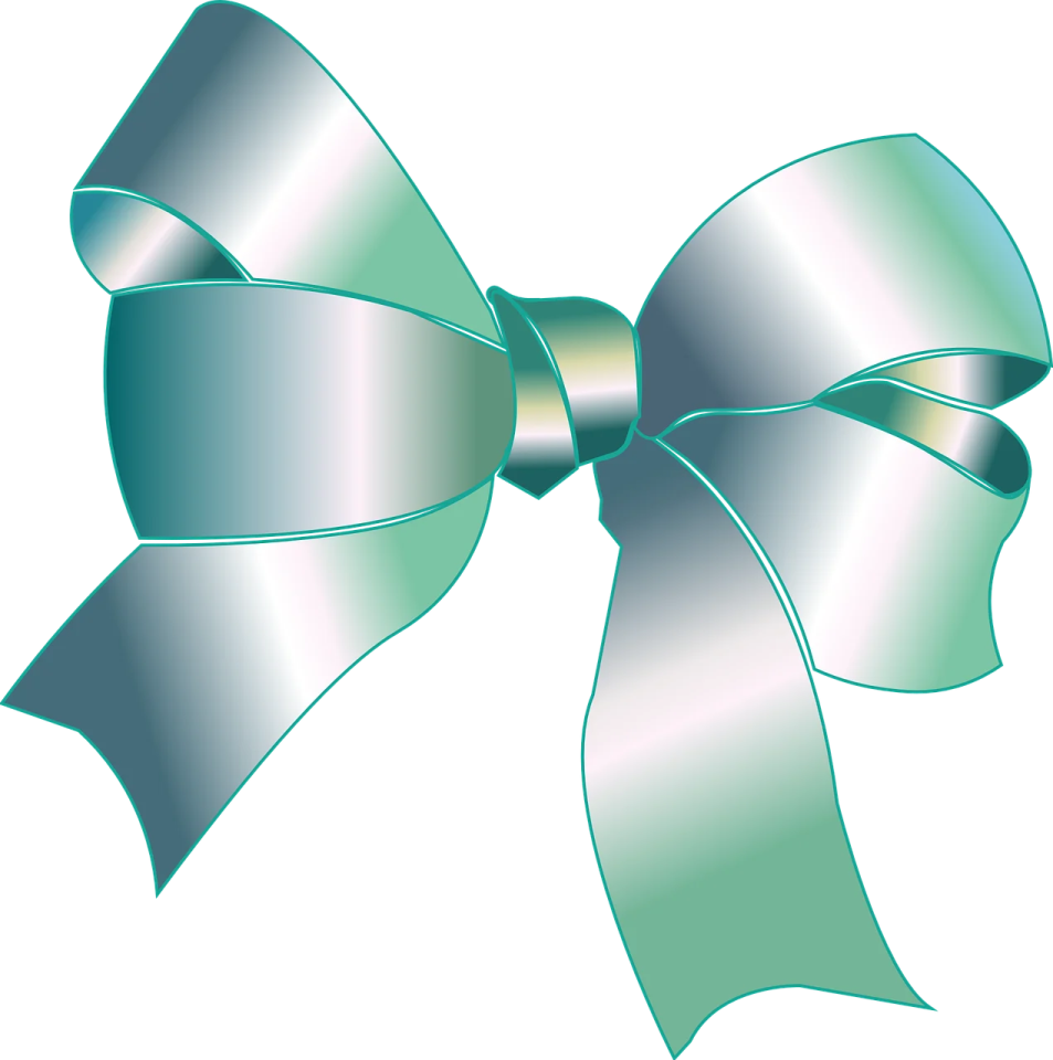 a green bow with a white background