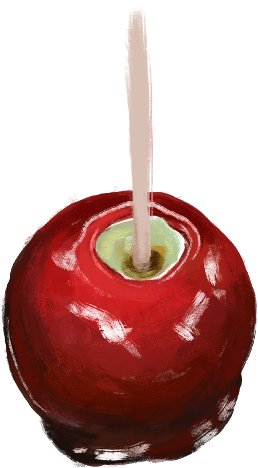 an apple with a candle on top of it