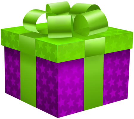 a green and purple gift box