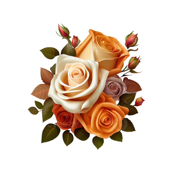 a bouquet of roses on a white background