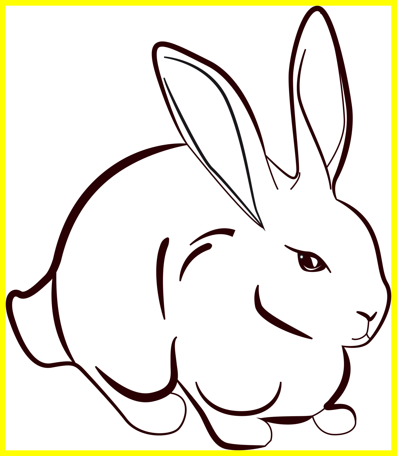 a black and white rabbit on a yellow background