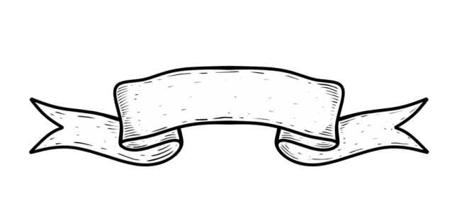 a black and white drawing of a ribbon