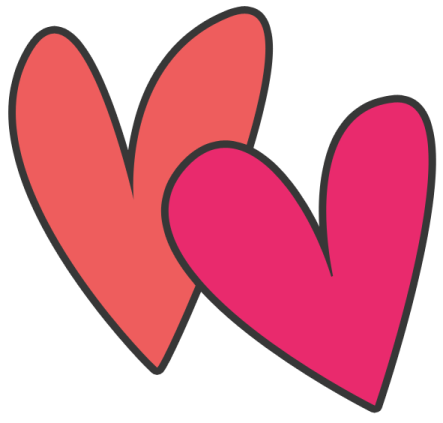 two red hearts on white background