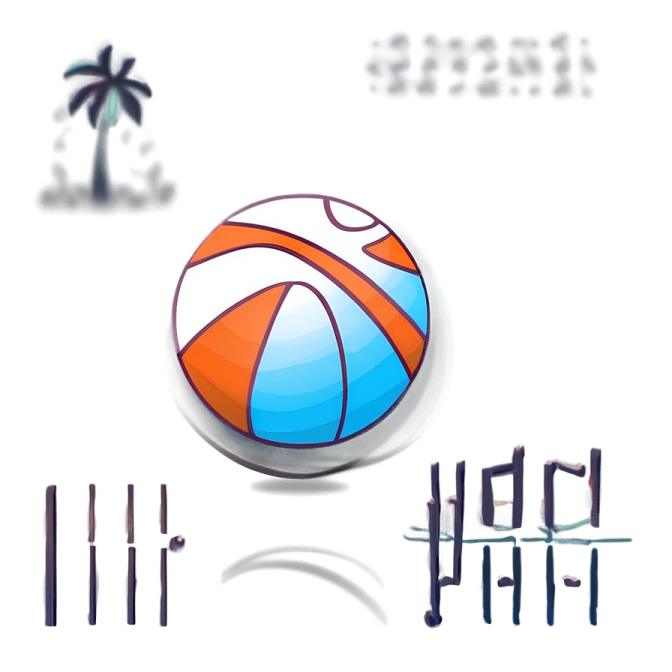 a beach ball with palm trees in the background