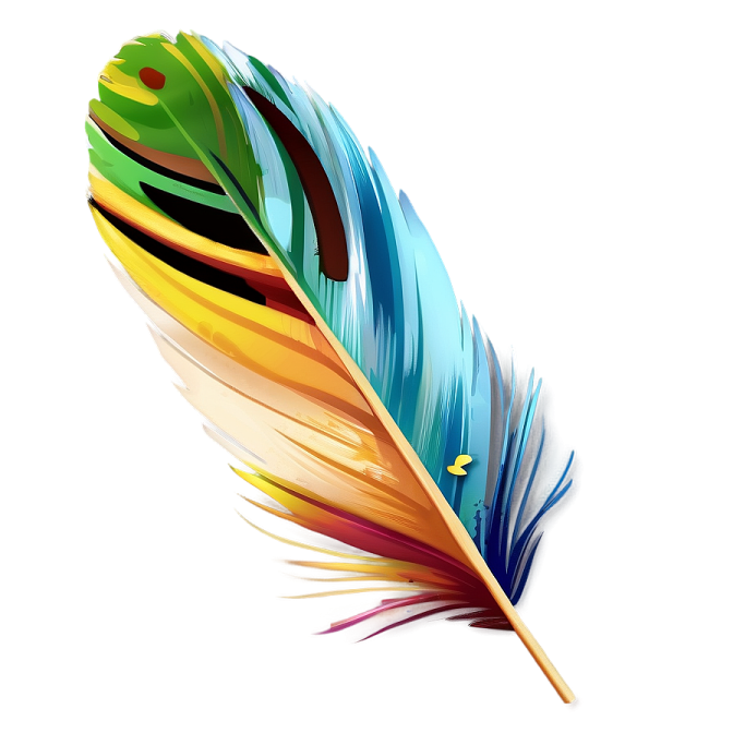 a colorful feather on a white background