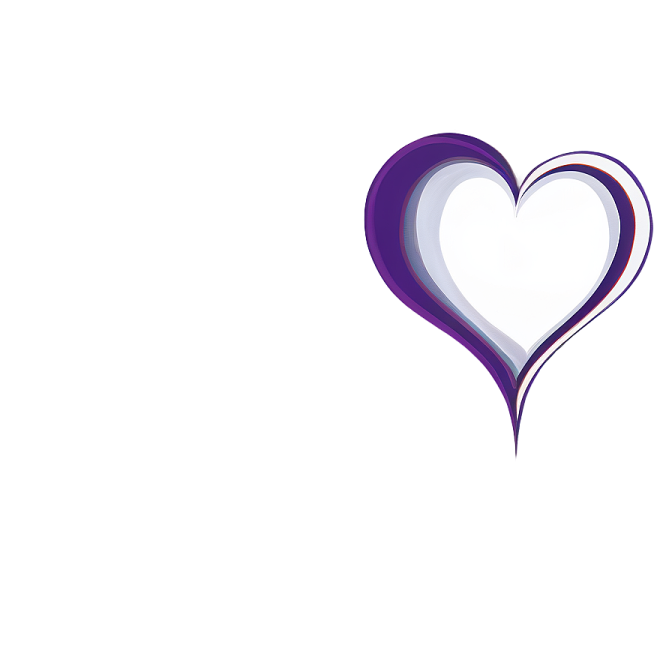 a purple heart on a white background