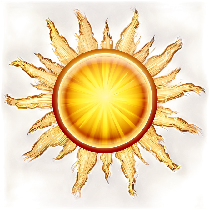 a golden sun with rays in the center
