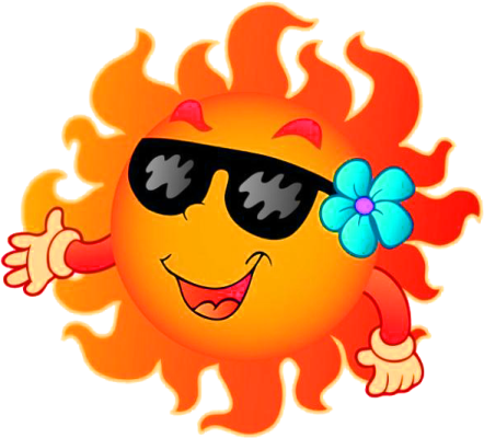 a cartoon sun with sunglasses and a flower