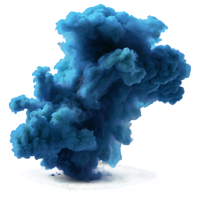 a blue cloud of smoke on a white background