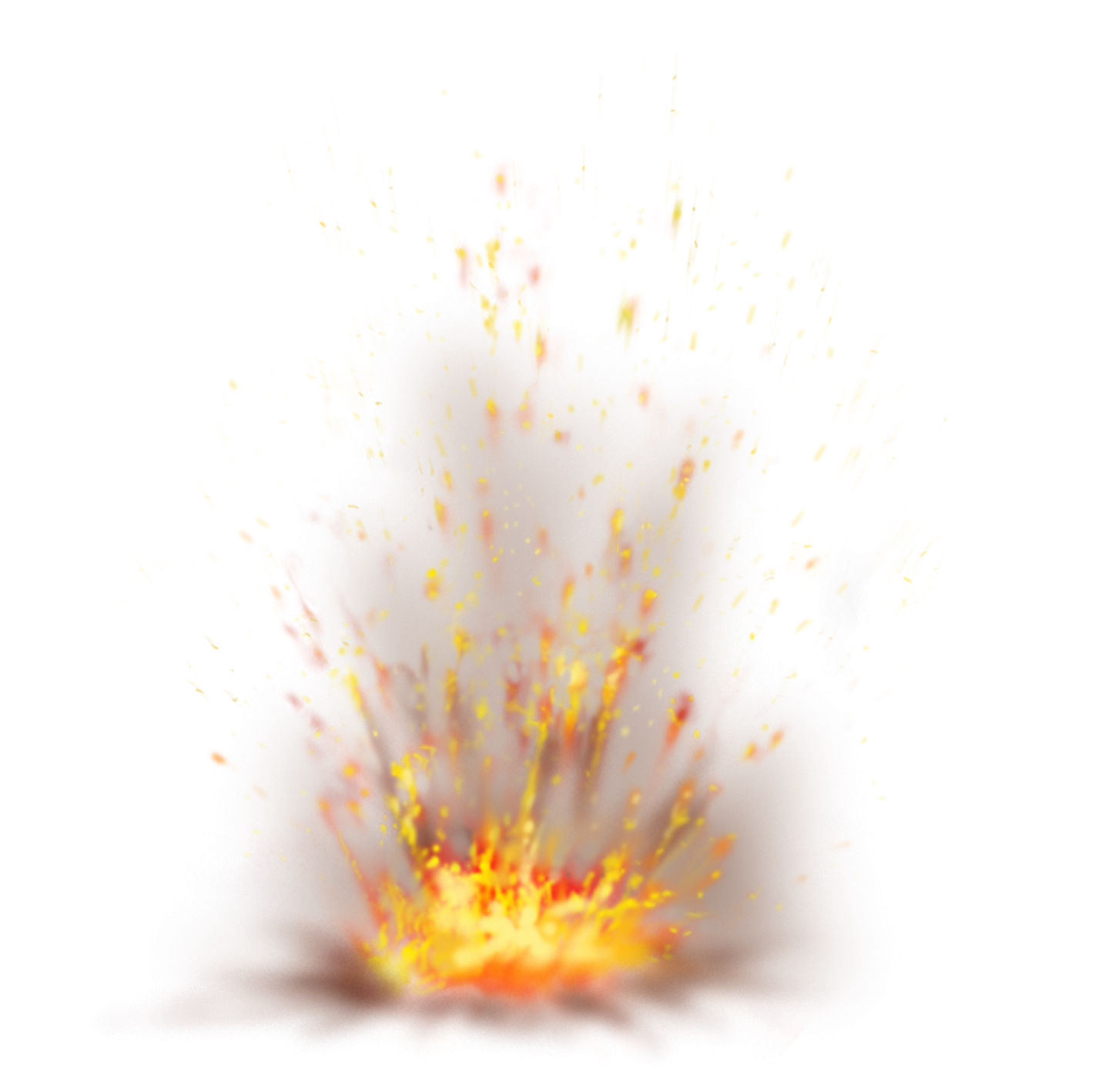 an explosion of fire on a white background