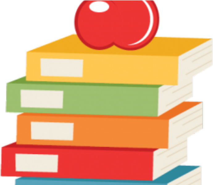 a stack of books with an apple on top