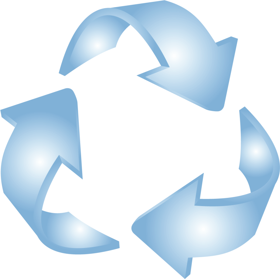 a blue recycling symbol