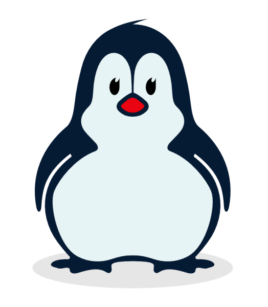 a cartoon penguin sitting on the ground