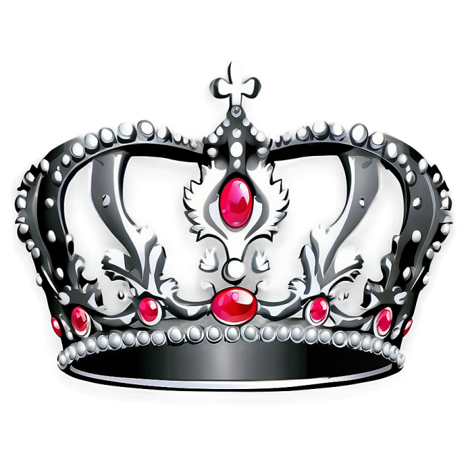 a black and white crown with red gems