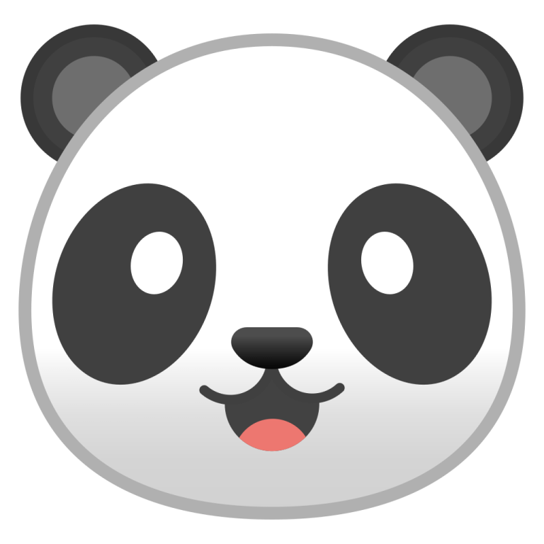 a panda face on a white background