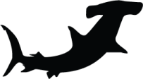 a black and white silhouette of a shark