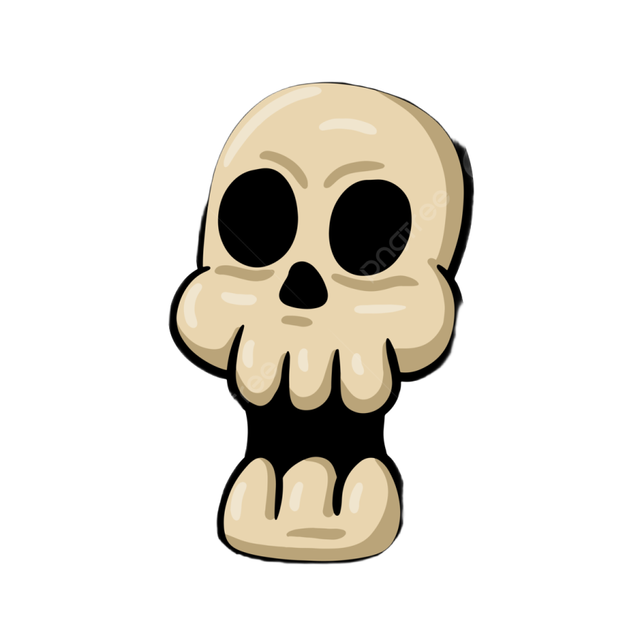 a cartoon skull with its mouth open