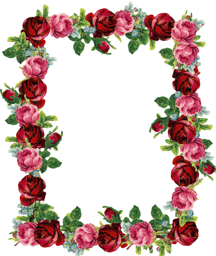 a floral frame with roses and leaves