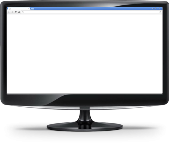 a computer monitor with a blank screen