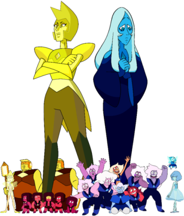 a group of cartoon characters standing next to each other characters