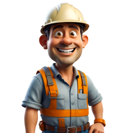 a cartoon character wearing a hard hat and overall